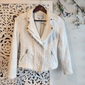 BELLA DAHL TWEED WHITE BLAZER SIZE MEDIUM